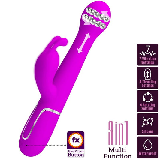 PRETTY LOVE - DEJON 3-IN-1 MULTIFUNCTION RABBIT VIBRATOR VIOLET