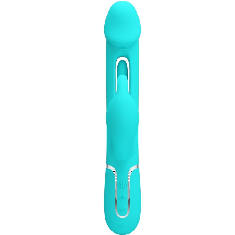 PRETTY LOVE - KAMPAS 3-IN-1 MULTIFUNCTION RABBIT VIBRATOR WITH AQUA GREEN TONGUE