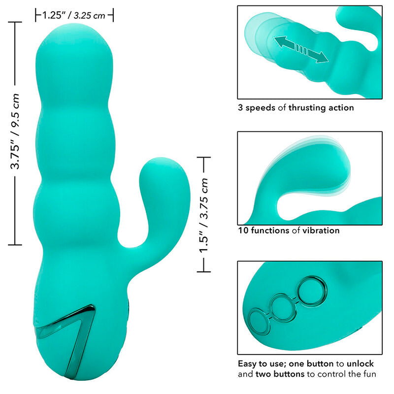 CALEXOTICS - DEL MAR DIVA AQUA GREEN RABBIT VIBRATOR BY CALIFORNIA DREAMING