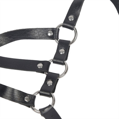 SUBBLIME - HARNAIS CORPOREL À BRETELLES RÉGLABLES EN CUIR NOIR TAILLE UNIQUE