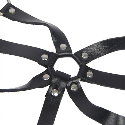 SUBBLIME - HARNAIS CORPOREL À BRETELLES RÉGLABLES EN CUIR NOIR TAILLE UNIQUE