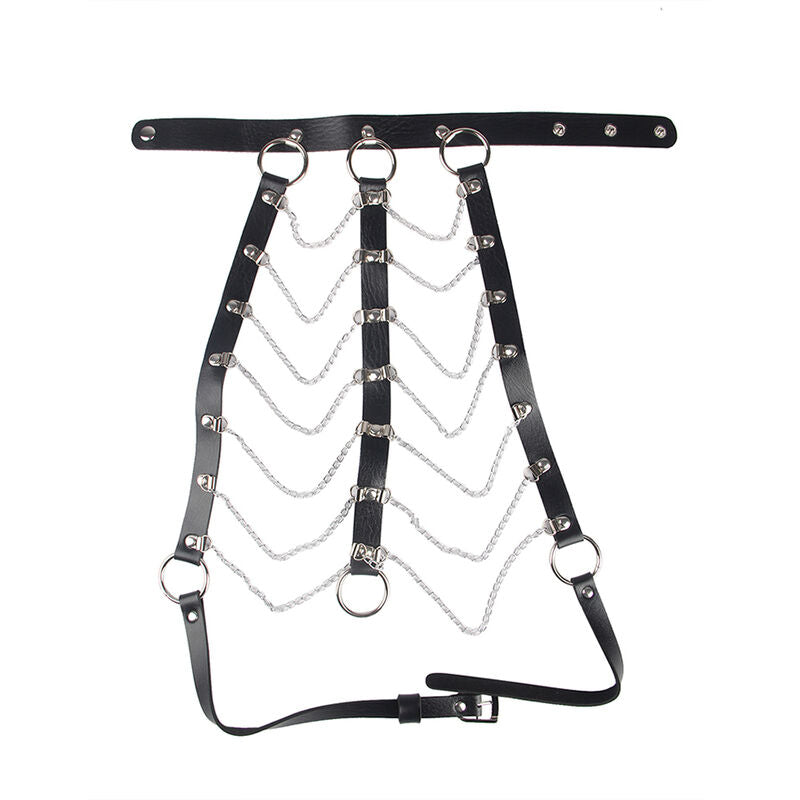 SUBBLIME - HARNAIS DE POITRINE CHAÎNE CUIR NOIR TAILLE UNIQUE