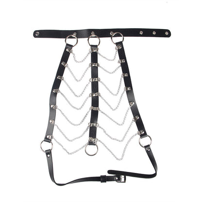 SUBBLIME - HARNAIS DE POITRINE CHAÎNE CUIR NOIR TAILLE UNIQUE