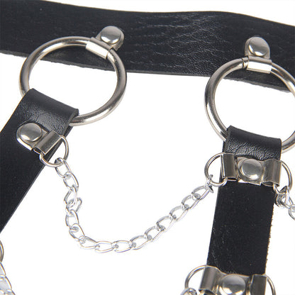 SUBBLIME - HARNAIS DE POITRINE CHAÎNE CUIR NOIR TAILLE UNIQUE