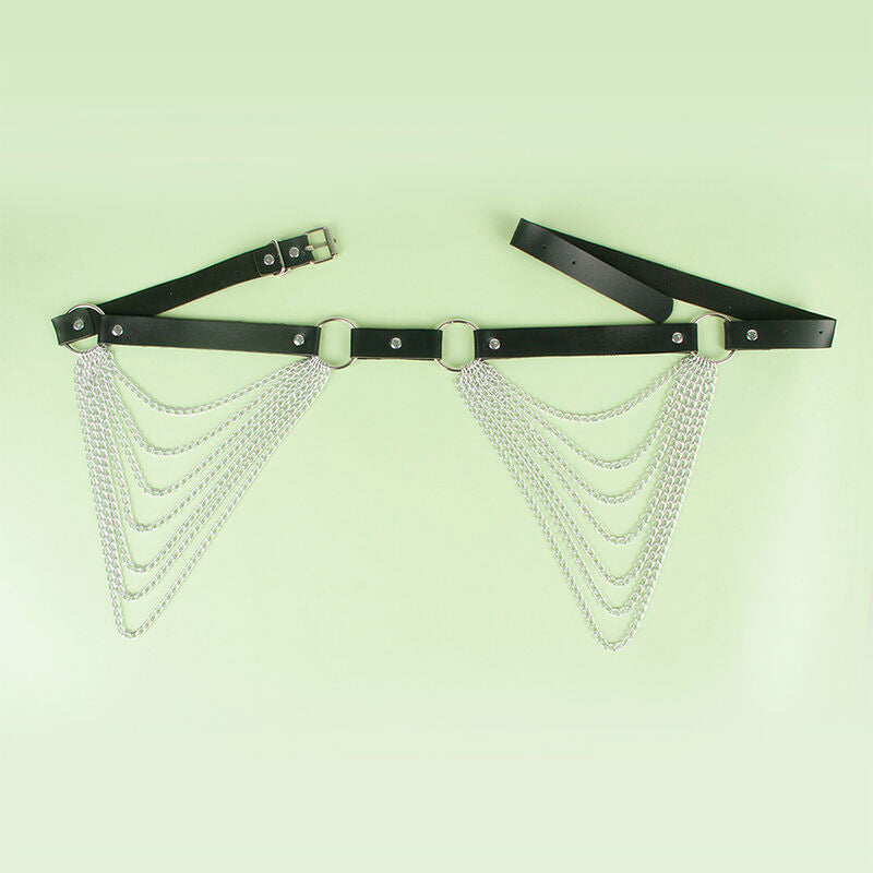 SUBBLIME - CEINTURE CHAÎNE EN CUIR NOIR TAILLE UNIQUE