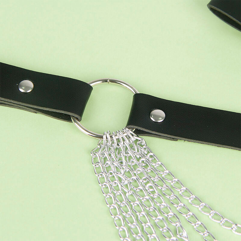 SUBBLIME - CEINTURE CHAÎNE EN CUIR NOIR TAILLE UNIQUE