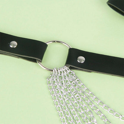 SUBBLIME - CEINTURE CHAÎNE EN CUIR NOIR TAILLE UNIQUE