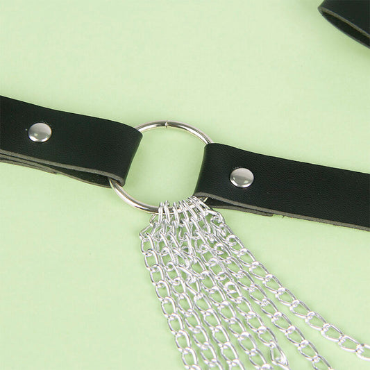 SUBBLIME - CEINTURE CHAÎNE EN CUIR NOIR TAILLE UNIQUE