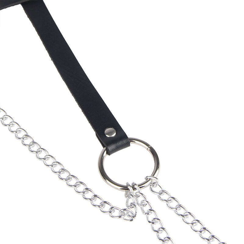 SUBBLIME - CEINTURE CHAÎNE ANNEAU EN CUIR NOIR TAILLE UNIQUE
