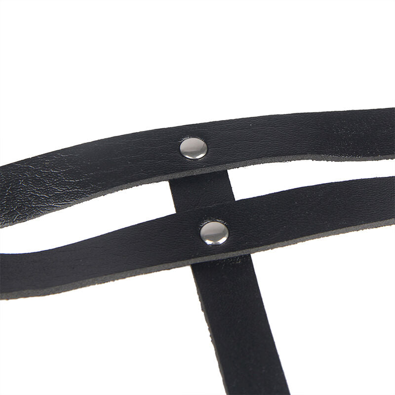 SUBBLIME - CEINTURE CHAÎNE ANNEAU EN CUIR NOIR TAILLE UNIQUE