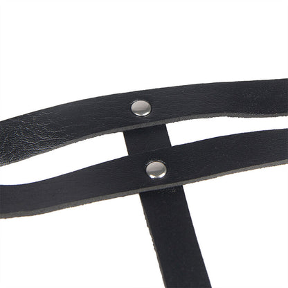 SUBBLIME - CEINTURE CHAÎNE ANNEAU EN CUIR NOIR TAILLE UNIQUE