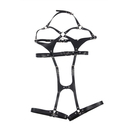 SUBBLIME - HARNAIS COMPLET EN CUIR NOIR AVEC BOUCLES TAILLE UNIQUE
