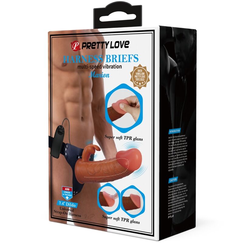 PRETTY LOVE - HARNAIS MARION CULOTTE UNIVERSELLE AVEC GODE VIBRANT 19 CM MULATTO