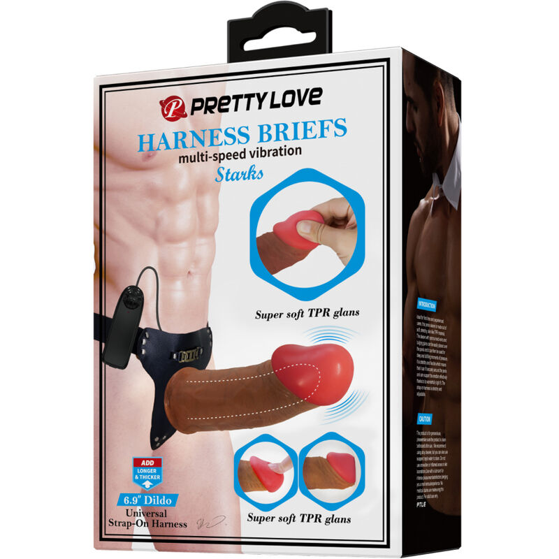 PRETTY LOVE - STARKS HARNAIS CULOTTE DILDO VIBRATION MULTI-VITESSES 17,5 CM MULATTO