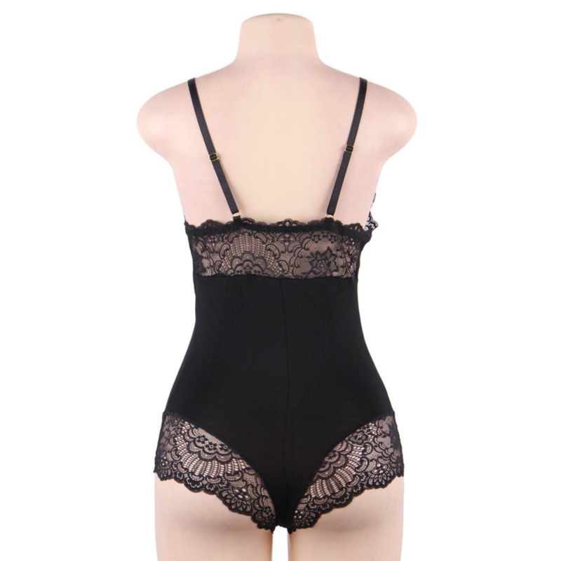 SUBBLIME - TEDDY WITH BLACK FLORAL LACE DETAIL L/XL