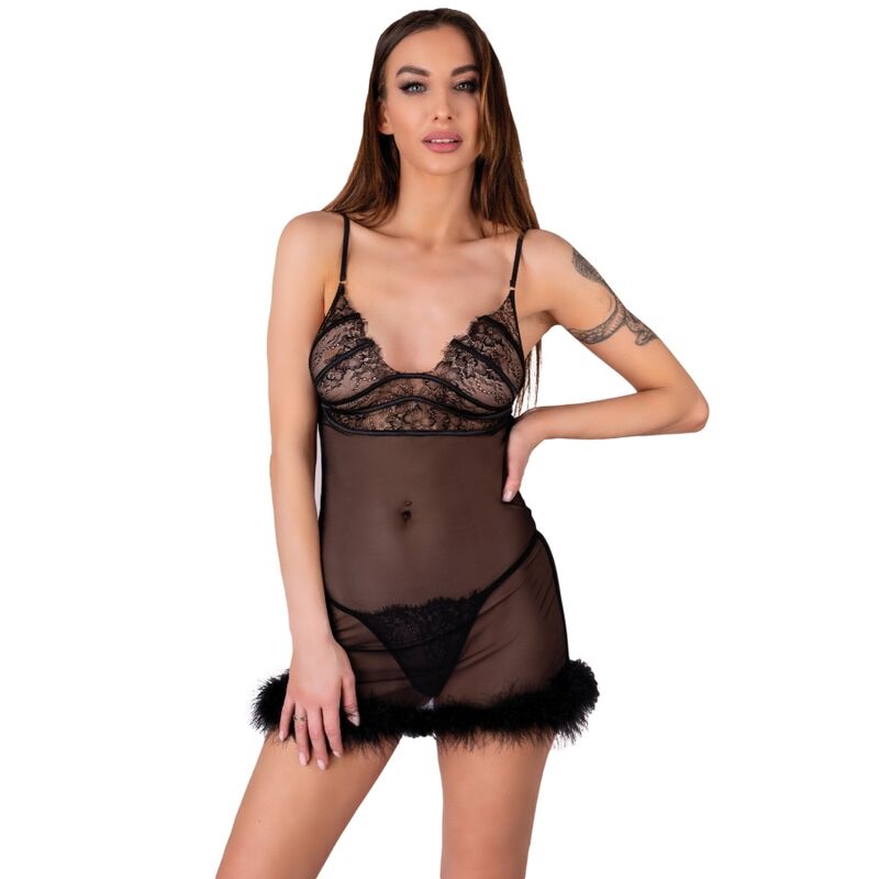 LIVCO CORSETTI FASHION - ZERUNAM SET BABYDOLL + THONG BLACK