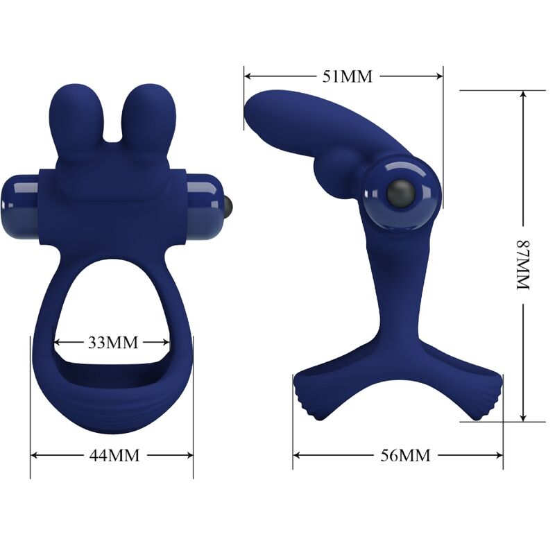 PRETTY LOVE - FRANCISCO DOUBLE BAGUE VIBRANTE LAPIN BLEU