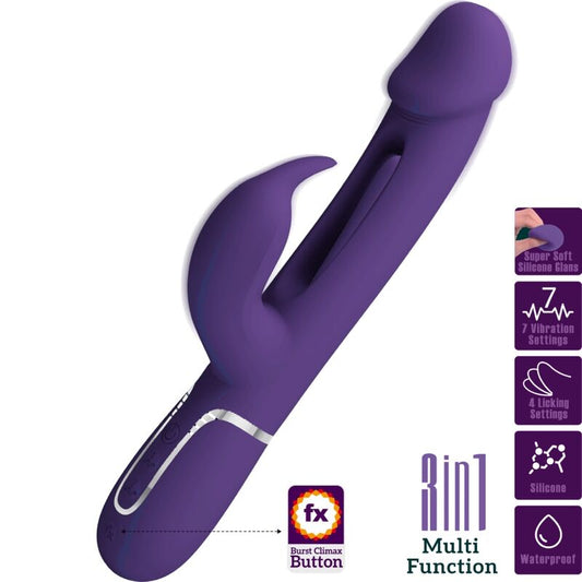PRETTY LOVE - KAMPAS 3-IN-1 MULTIFUNCTION RABBIT VIBRATOR WITH VIOLET TONGUE