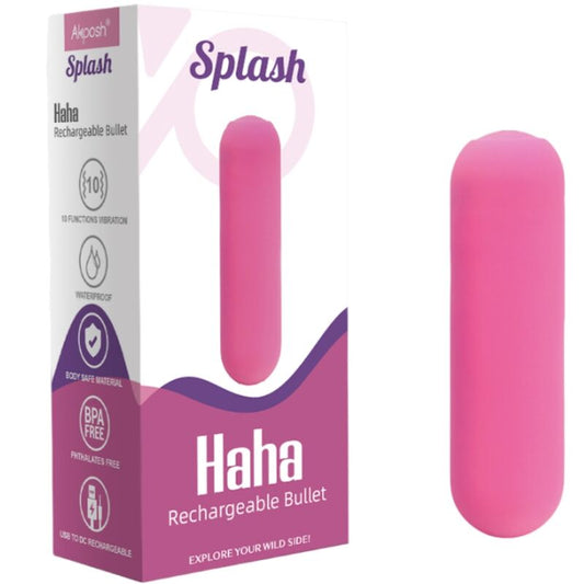 ARMONY - SPLASH HAHA BULLET VIBRANT EN SILICONE 10 VIBRATIONS 75 X 19 CM ROSE