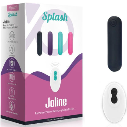 ARMONY - SPLASH JOLINE BULLET VIBRANT EN SILICONE TÉLÉCOMMANDE 10 VIBRATIONS 65 X 15 CM NOIR