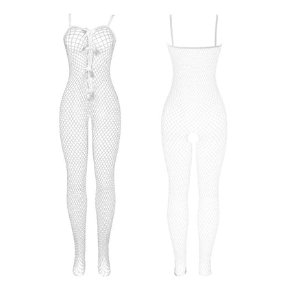 SUBBLIME - 951740 Body résille blanc ouvert à l'entrejambe avec nœuds, taille unique