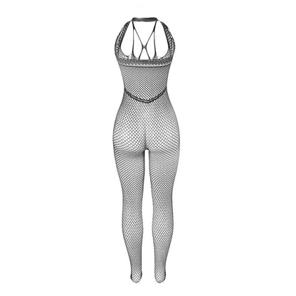 SUBBLIME - 951788 LONG BODYSTOCKING EN RÉSEILLE AVEC BRETELLES POITRINE ET DOS, NOIR, TAILLE UNIQUE