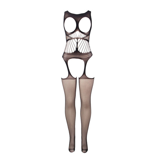SUBBLIME - 951900 Body résille ouvert à l'entrejambe avec bonnet et épaules ouvertes, noir, taille unique