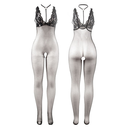 SUBBLIME - 951993 BODYSTOCKING EN RÉSILLE NOIR TRANSPARENT SANS FOURCHE TAILLE UNIQUE