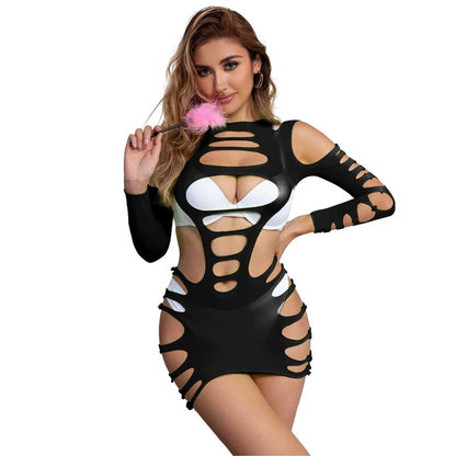 SUBBLIME - 952266 ROBE RÉSEILLE STRETCH À MANCHES LONGUES NOIRE TAILLE UNIQUE