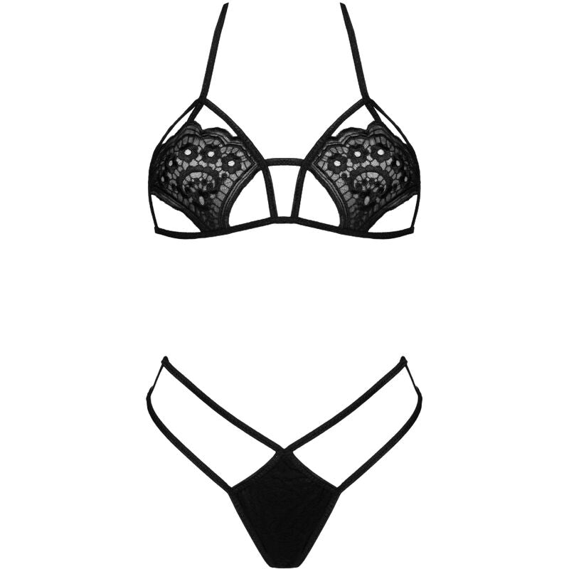 LIVCO CORSETTI FASHION - JIMENA LC 20216 BLACK BRA + THONG ONE SIZE