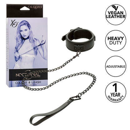 CALEXOTICS - COLLIER NOCTURNE ET LAISSE RÉGLABLE EN CUIR NOIR