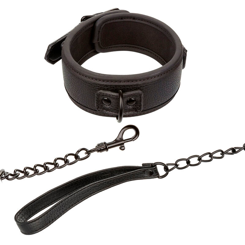 CALEXOTICS - COLLIER NOCTURNE ET LAISSE RÉGLABLE EN CUIR NOIR