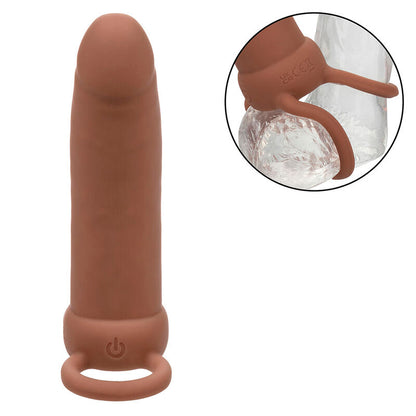 CALEXOTICS - MAXX DOUBLE PÉNÉTRATEUR ÉPAIS 10 VIBRATIONS MULÂTRE
