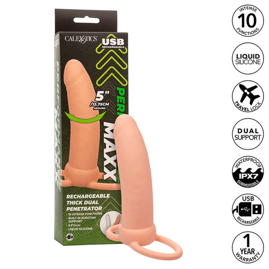 CALEXOTICS - MAXX DOUBLE PÉNÉTRATEUR ÉPAISSEUR 10 VIBRATIONS NATUREL