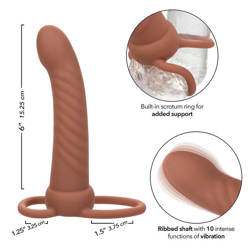 CALEXOTICS - MAXX PÉNÉTRATEUR À DOUBLE NERVURE 10 VIBRATIONS MULÂTRE