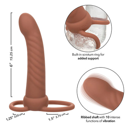 CALEXOTICS - MAXX PÉNÉTRATEUR À DOUBLE NERVURE 10 VIBRATIONS MULÂTRE