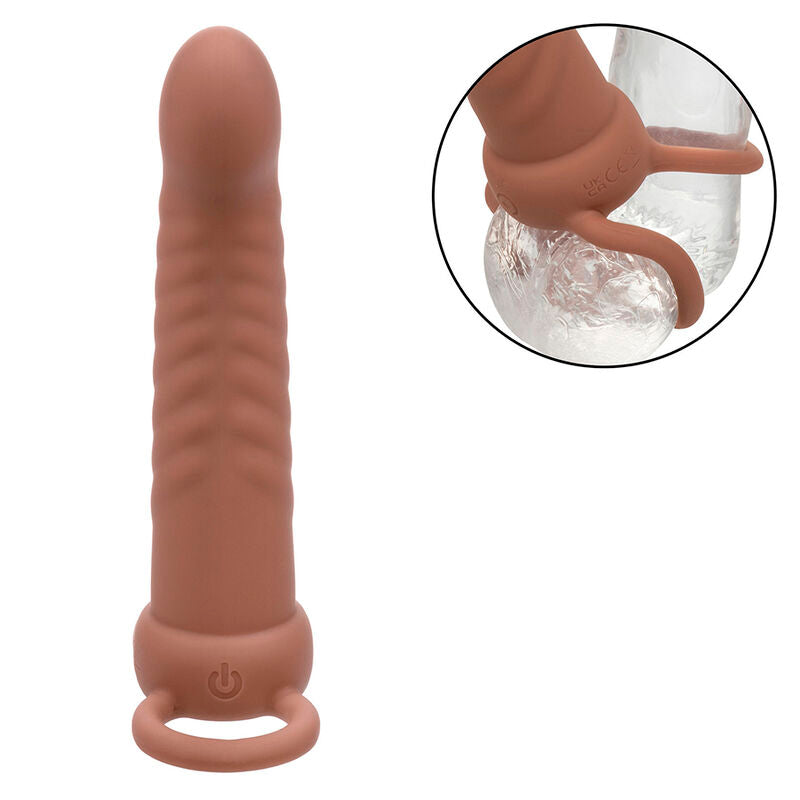 CALEXOTICS - MAXX PÉNÉTRATEUR À DOUBLE NERVURE 10 VIBRATIONS MULÂTRE