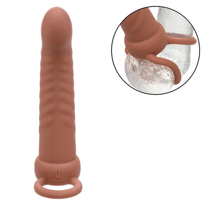 CALEXOTICS - MAXX PÉNÉTRATEUR À DOUBLE NERVURE 10 VIBRATIONS MULÂTRE