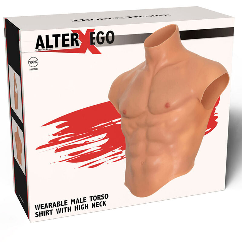 DÉSIR CACHÉ - T-SHIRT ALTER EGO EN SILICONE TORSE HOMME AVEC ABS NATURELS
