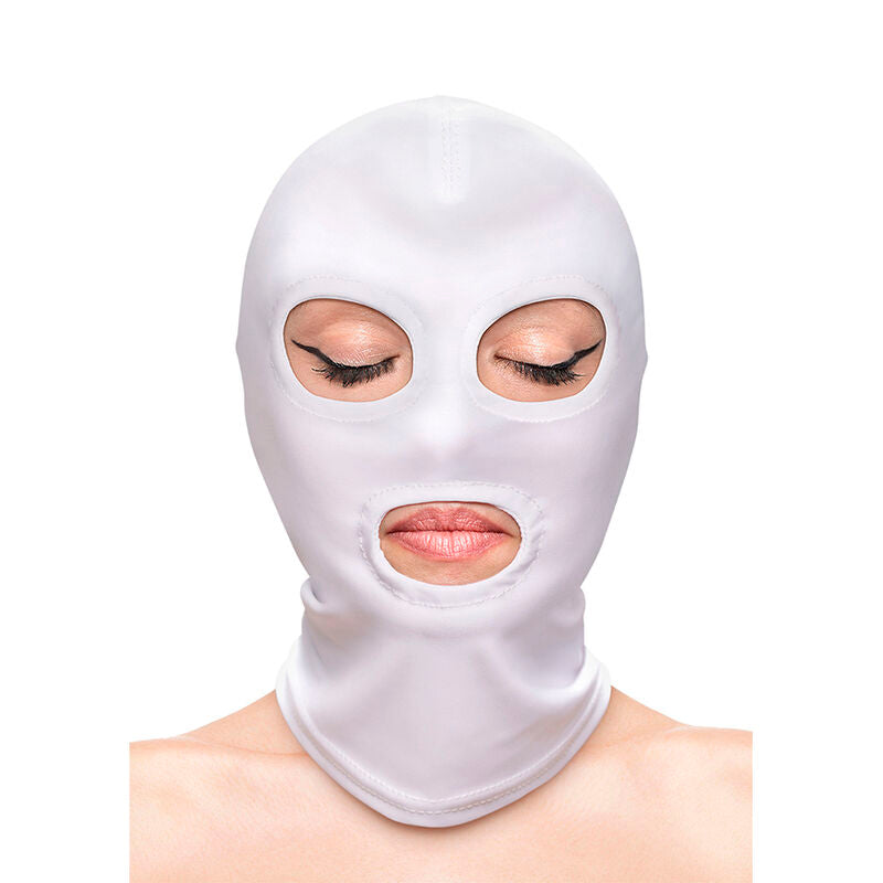 NS NOVELTIES - FETISH &amp; FASHION WHITE NYLON EYE AND MOUTH OPENING BALACLAVA