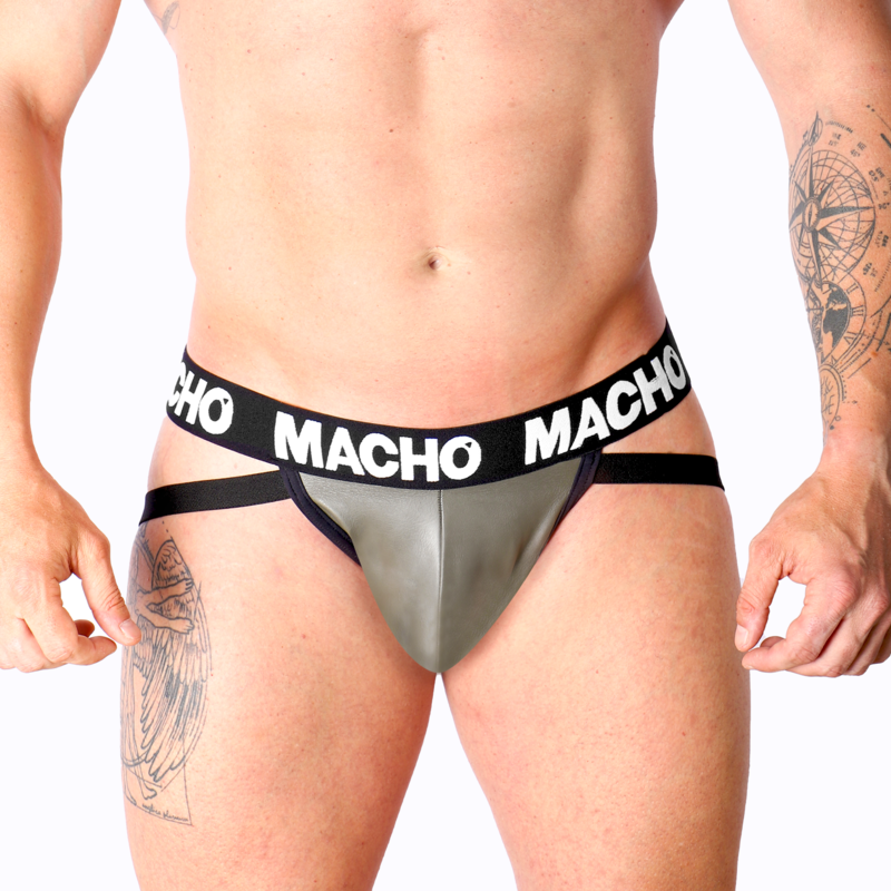 MALE - MX27GR JOCK LEATHER GREY BEIGE XL