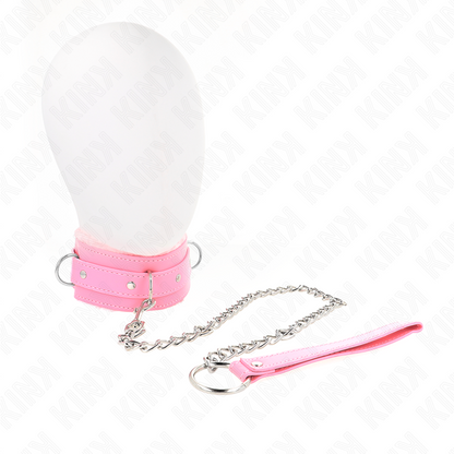 KINK - COLLIER ROSE AVEC LAISSE 65 CM AVEC ATTACHES RÉGLABLES 36-42 CM X 5,5 CM