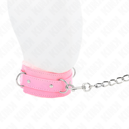 KINK - COLLIER ROSE AVEC LAISSE 65 CM AVEC ATTACHES RÉGLABLES 36-42 CM X 5,5 CM
