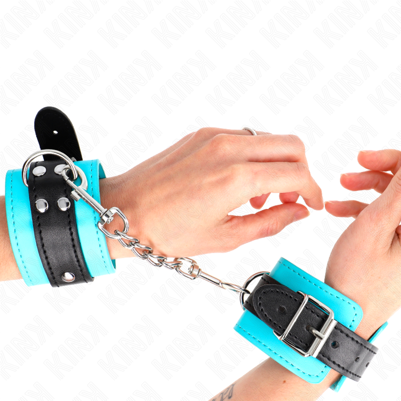 KINK - BRACELETS AVEC CROCHET RÉGLABLE DOUBLURE BLEUE 20-28 CM X 5,5 CM