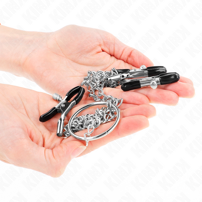KINK - PINCES À TÉTONS ET À CLITORIS AVEC CHAÎNE 30 CM MODÈLE 2