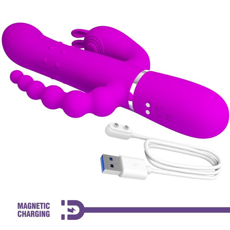 PRETTY LOVE - CAMMY TRIPLE VIBRATEUR MULTIFONCTIONNEL 4 EN 1 ROSE