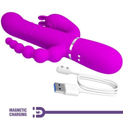 PRETTY LOVE - CAMMY TRIPLE VIBRATEUR MULTIFONCTIONNEL 4 EN 1 ROSE
