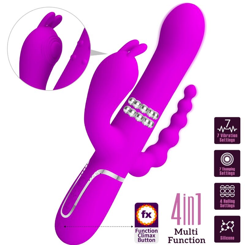 PRETTY LOVE - CAMMY TRIPLE VIBRATEUR MULTIFONCTIONNEL 4 EN 1 ROSE