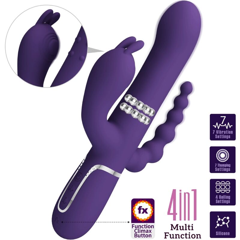 PRETTY LOVE - CAMMY TRIPLE MULTIFUNCTIONAL VIBRATOR 4 IN 1 PURPLE