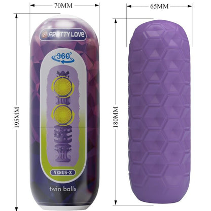 PRETTY LOVE - MASTURBATEUR POUR HOMME VIOLET À DEUX BOULES